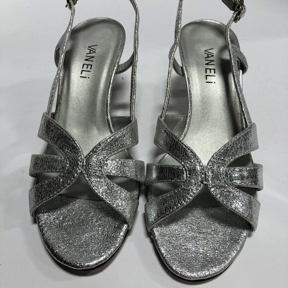 Vaneli Women's Maeve, Silver Slingback Sandals, Size 6 M - Picture 2 of 6